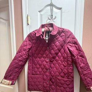 Burberry Children's Quilted Jacket in Beige and Burgundy